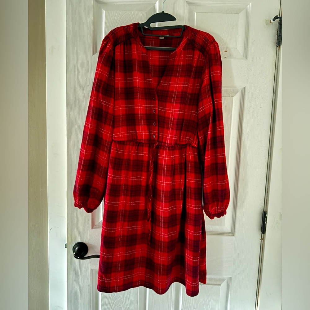 Knox Rose Red Plaid Long Sleeve Dress